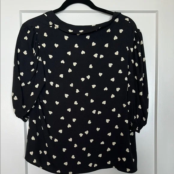 Reformation Joelle Black Heart Print Blouse - Picture 13 of 16